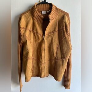 Stylish Tan Utility Jacket with Ribbed Sleeves